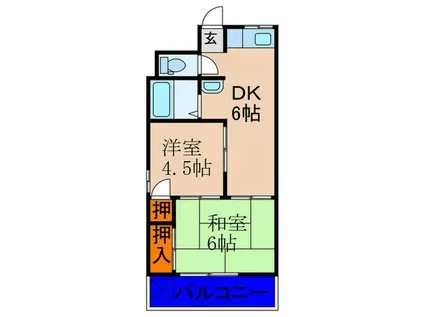 オリンピヤコープB棟(2DK/7階)の間取り写真