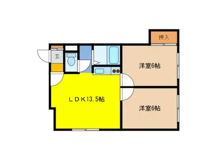 サンシャイン15(2LDK/2階)の間取り写真