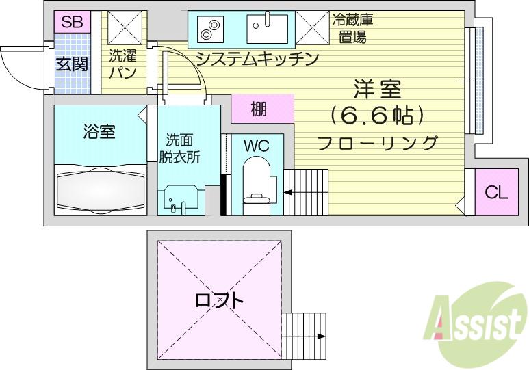 LA・VIE柏木(ワンルーム/1階)の間取り写真