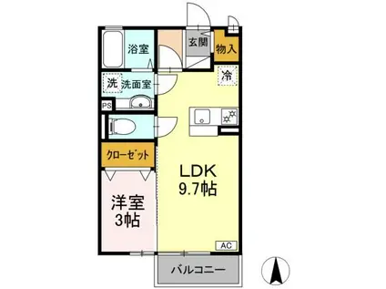 サンクレアIIIIII(1LDK/2階)の間取り写真
