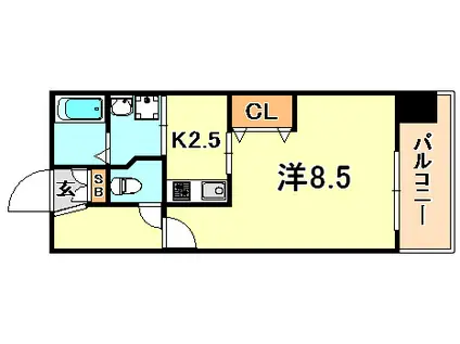 エストーネハーバーランド(1K/6階)の間取り写真