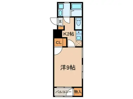尾山台QSハイム(1K/2階)の間取り写真