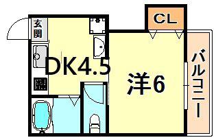 ビタミンテラス神仙寺(1DK/2階)の間取り写真