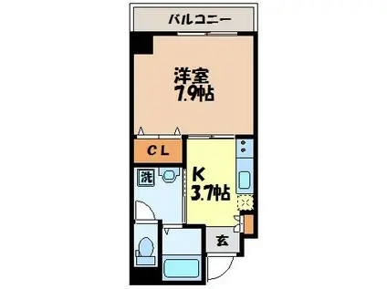 アールグレイマンション大橋(1K/3階)の間取り写真