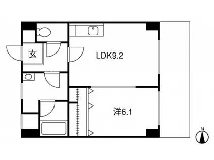 グランパレ府中(1LDK/1階)の間取り写真
