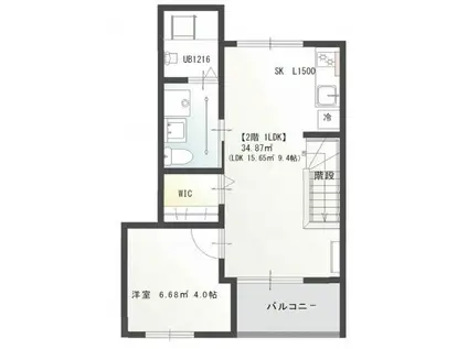  PRIVE広(1LDK/2階)の間取り写真