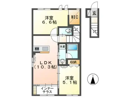 メゾンMIRAI(2LDK/2階)の間取り写真