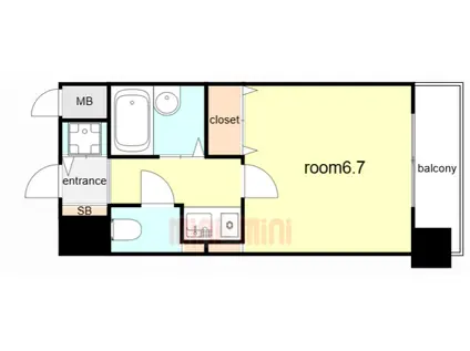 パラシオ塚本III(1K/6階)の間取り写真