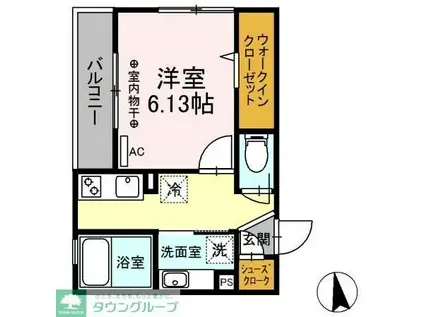 セレスティン三軒茶屋(1K/2階)の間取り写真