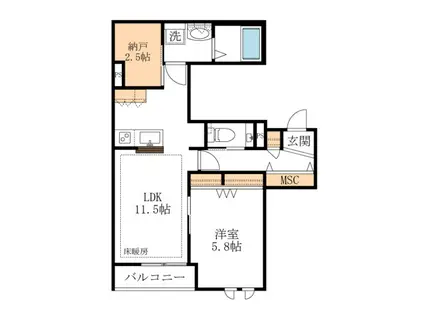 DUE ウエスト AZABU HOUSEデューウエストアザブハウス(1SLDK/3階)の間取り写真