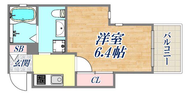 アクエリアス神戸(1K/2階)の間取り写真