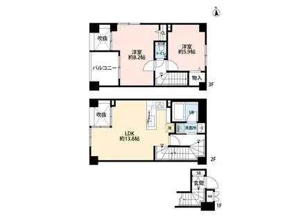 オープンレジデンス赤坂テラス(2LDK/1階)の間取り写真