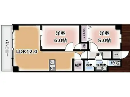 MS.HILLS千里丘ノース(2LDK/1階)の間取り写真