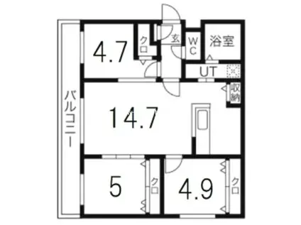 コローレ手稲(3LDK/2階)の間取り写真