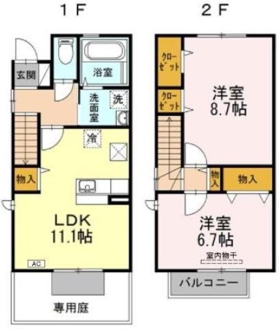 エヴァーグリーン(2LDK/1階)の間取り写真