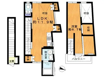 グランズ久が原(1LDK/2階)の間取り写真