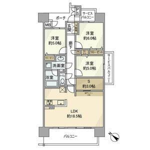 リコット東岡崎(3SLDK/9階)の間取り写真