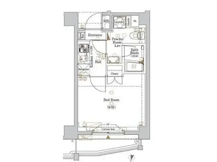 ブランノアール北赤羽(1K/2階)の間取り写真