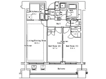 パークアクシス御茶ノ水ステージ(2LDK/9階)の間取り写真