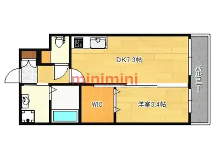 アンフィニXVIII吹田昭和町(1LDK/2階)の間取り写真