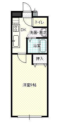 ウィンデール(1K/4階)の間取り写真