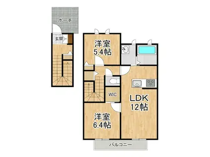 ソシアウイング(2LDK/2階)の間取り写真