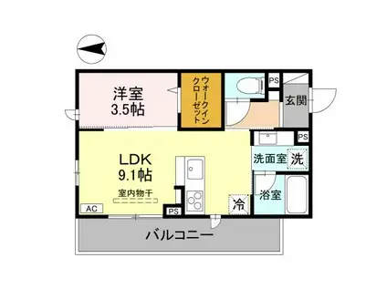 DR相木HATI(1LDK/2階)の間取り写真