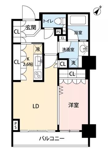 マイナビSTAY赤坂氷川レジデンス(1LDK/4階)の間取り写真