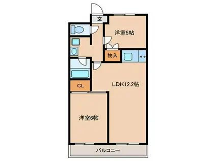フラワー2番館(2LDK/4階)の間取り写真