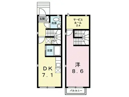 ルミエールキューブ B棟(1DK/1階)の間取り写真