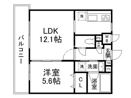アンジュ京都天神川(1LDK/1階)の間取り写真