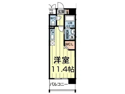 エレガンス藤崎宮(ワンルーム/5階)の間取り写真