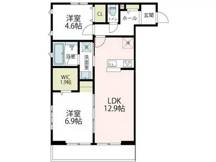ヴァローレⅢ(2LDK/2階)の間取り写真