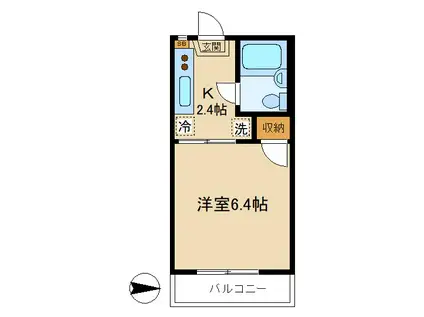 ドムス久我山B(1K/2階)の間取り写真