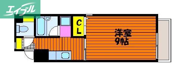 アミスター大供(1K/6階)の間取り写真