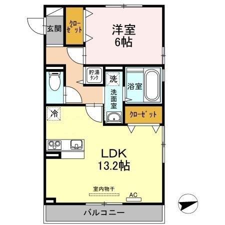 スーペリアガーデンM A棟(1LDK/2階)の間取り写真