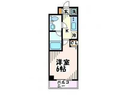 アプレシティ桜上水(1K/6階)の間取り写真
