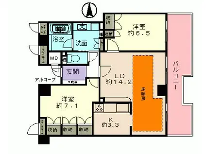 岐阜シティタワー43(2LDK/38階)の間取り写真