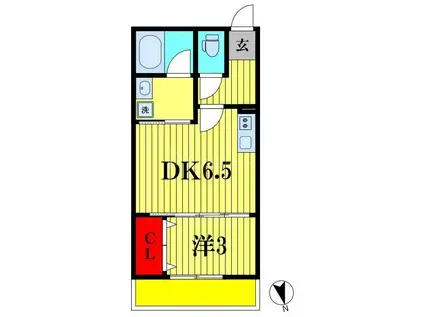 クロレ南流山(1DK/1階)の間取り写真