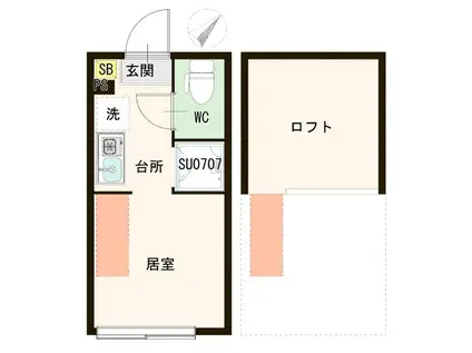 カーサグランデ(ワンルーム/2階)の間取り写真