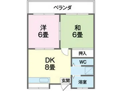 ひがハイツ(2DK/2階)の間取り写真