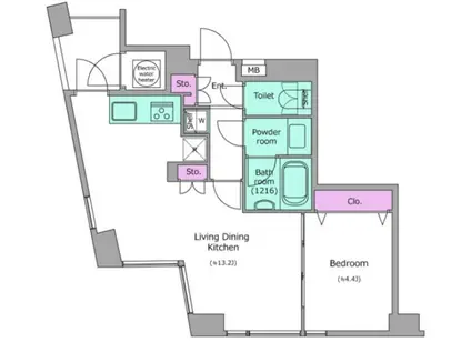レジディアタワー乃木坂(ワンルーム/11階)の間取り写真