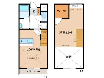 レゾンテ(1LDK/1階)の間取り写真