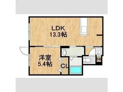 リアン北広島II(1LDK/5階)の間取り写真