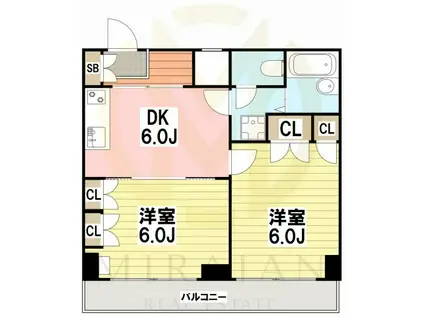 ベイステート安間(2DK/10階)の間取り写真