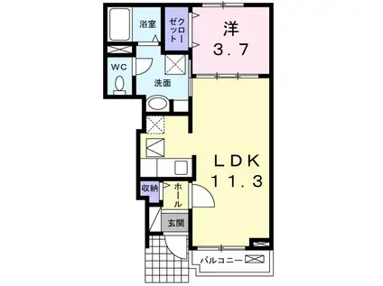 ハーベスト・フィールドHC(1LDK/1階)の間取り写真