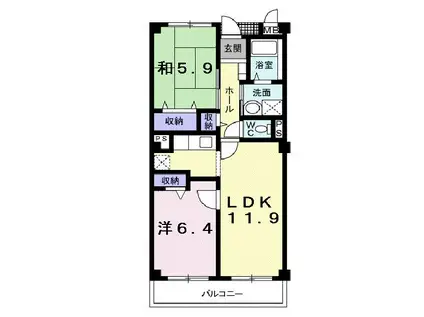 コモド・カーサ 野洲市市三宅(2LDK/1階)の間取り写真