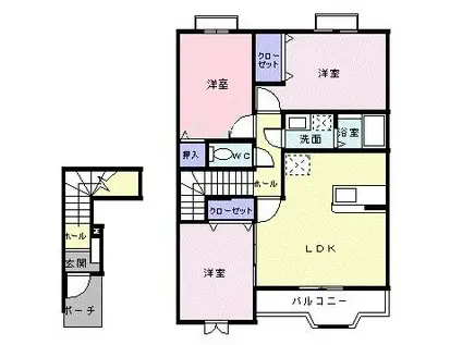 ヴィラ ポライトリ-(3LDK/2階)の間取り写真