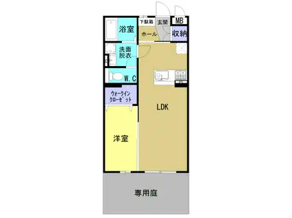 クローバーマンション(1LDK/1階)の間取り写真