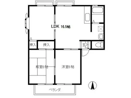 サンビレッジ湘南(2LDK/1階)の間取り写真